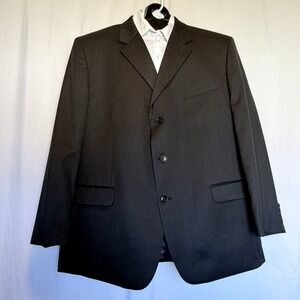 Jones New York Blazer Men Black Excellent 100% Wool 3-Button Suit Jacket
